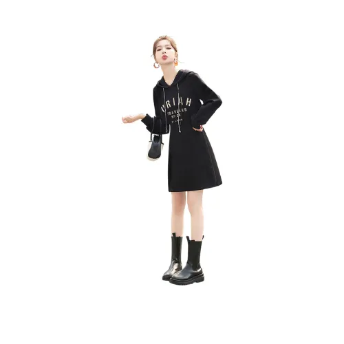 Cypress House Длинное платье с длинными рукавами женское черное