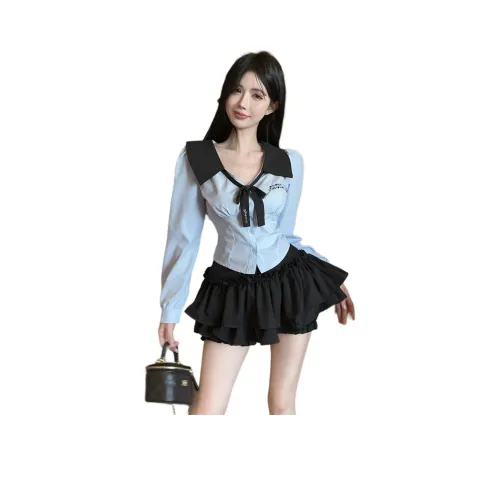 EFCR Blue Top + Черная Короткая Юбка Женская Униформа