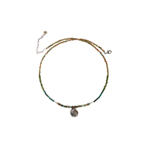 7IN Цветочный Зеленый Камень Ожерелья Унисекс