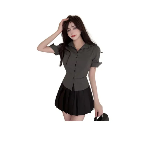 Garbege Серый топ Черная юбка Набор Женская униформа