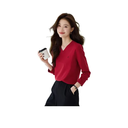 Mo Han Yi Mei T Рубашка Женская Бордовая