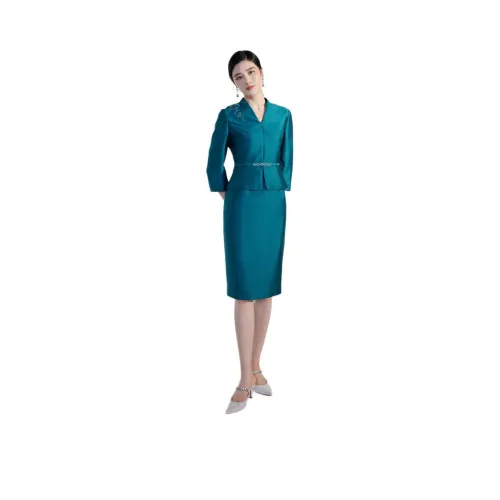 BBLLUUEE Длинный рукав Платье Женское Отражающий Морской синий