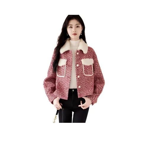 Like The Age Of Water Осенний Зимний Бархат Feel Куртка Стандартная Женская Красная