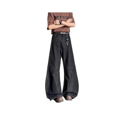 BLACK AT Черный Серый Цвет Унисекс Джинсы