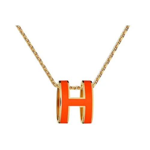 HERMES POP H Collection Сплав/Серебряное покрытие/Золотое покрытие Ожерелье Апельсиновый Золотой Женское