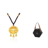 Золотистый кулон "Peace" с замком + [Черная золотая подарочная коробка]