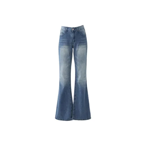 Розовый джинсы женские винтажный синий