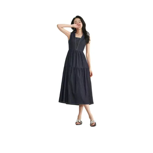 XIRAN Джинсовый синий Женские Платья без рукавов