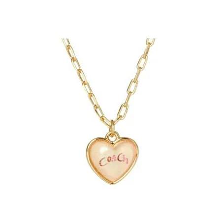 COACH Латунь Precious Металл CUBIC Циркон Эпоксидная смола Ожерелья Женские Золото Розовый