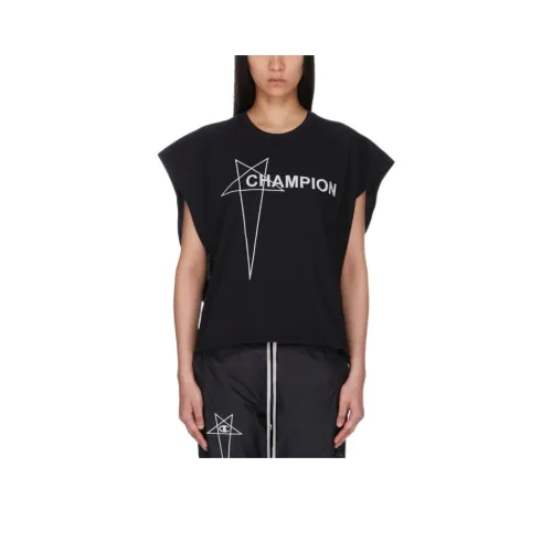 RICK OWENS Champion Co Branded Edition Черные Женские Майки