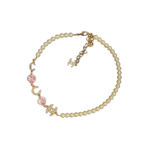 CHANEL Double C Металл Жемчужные ожерелья Женские Белые