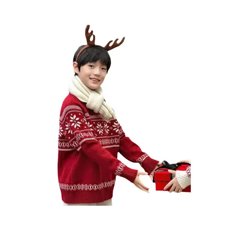 The panda is round Круглый вырез Стильный Рождественский красный Празднование Новогодний Детский