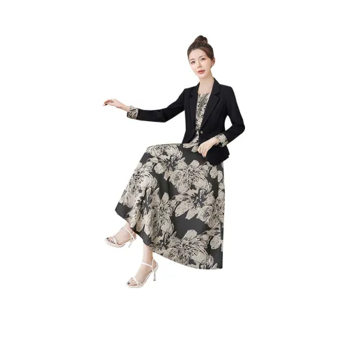 Cypress House Комплект с юбкой Женские Черный + Шампанское золото