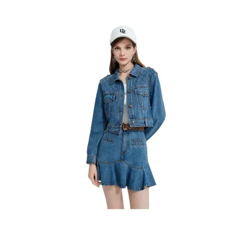 AIVEI SS24 Denim Jacket Women's Blue