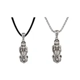 Китайское благоприятное животное Пара Ожерелье [Черный шнур + Титановая стальная цепь]