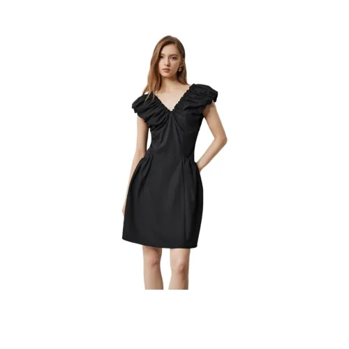 Initial Language Без рукавов Платье Женское Черное