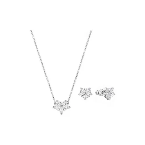 Swarovski LADY Родиевое покрытие Альпийский цветочный дизайн Ожерелье Серьги-кольца Комплекты Женская одежда