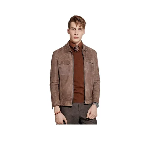 DIKENI Кожа Куртка Мужская Светло-Верблюжья