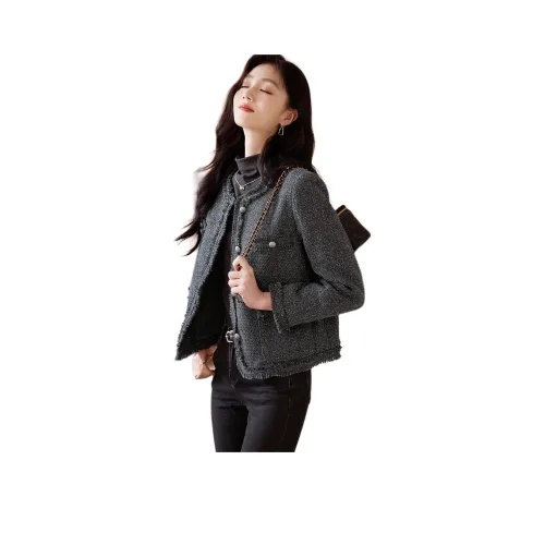 Like The Age Of Water Осенний Зимний Бархат Feel Пальто Стандартный Женский Серый