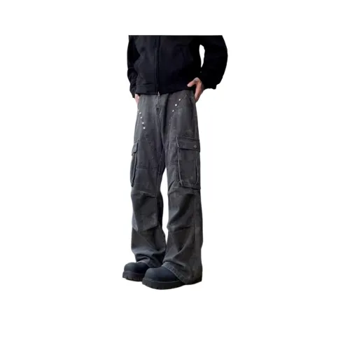 BLACK AT Серый Унисекс Джинсы