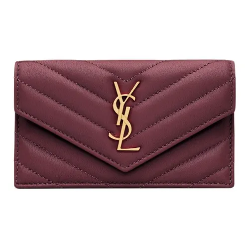 SAINT LAURENT Cassandre Lambskin Картхолдер Стандартный Женские Каберне Совиньон Красный