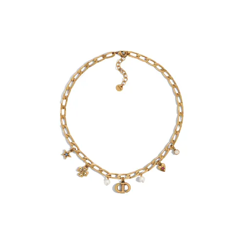 DIOR Lucky Series Metal Necklaces Женские Золото