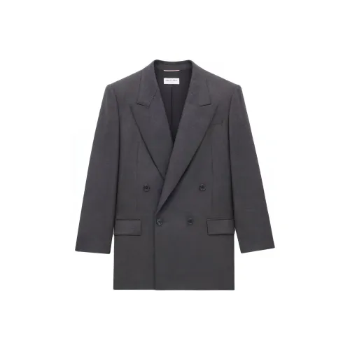 SAINT LAURENT Бизнес-костюм пальто женское серое