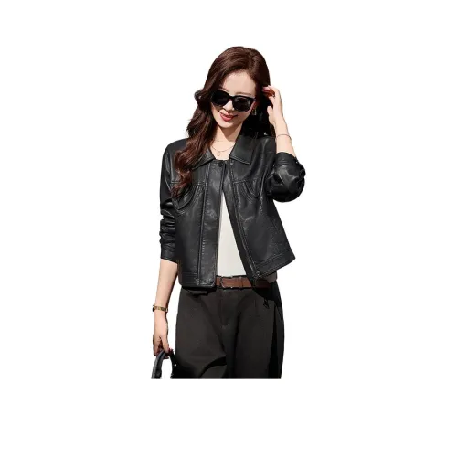 Yi Mengyuan Кожа Куртка Женская