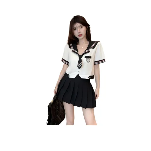 Garbege UNIFORM Женская Белая Рубашка Галстук+Черная Юбка Одежда Наборы