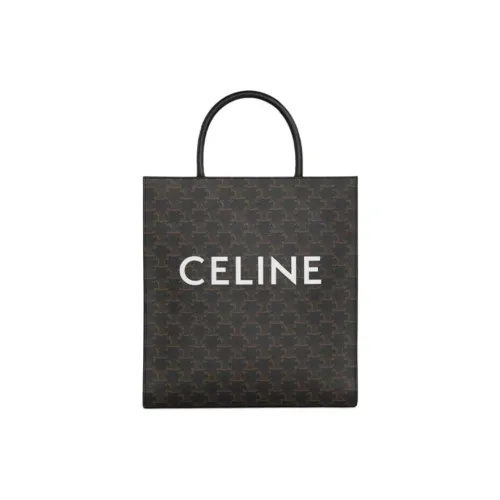 CELINE Cabas Холст и Кожа Сумка через плечо Сумка среднего размера унисекс черный