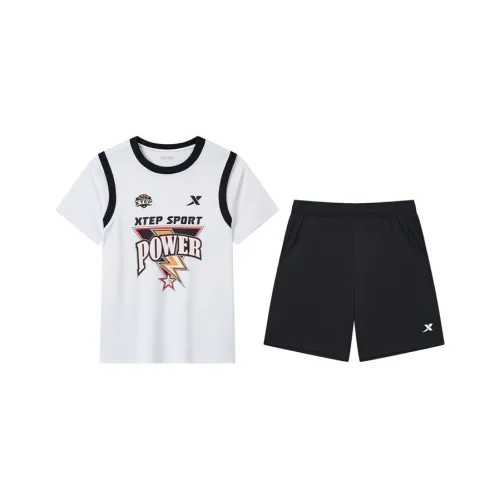 XTEP Повседневная спортивная одежда SS25 2 предмета комплект жемчужно-белый для детей 3-7 лет