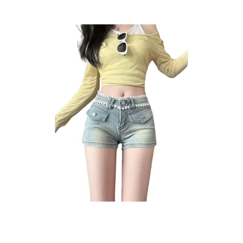 OMOIDAS Светло-синие Женские Джинсовые Шорты