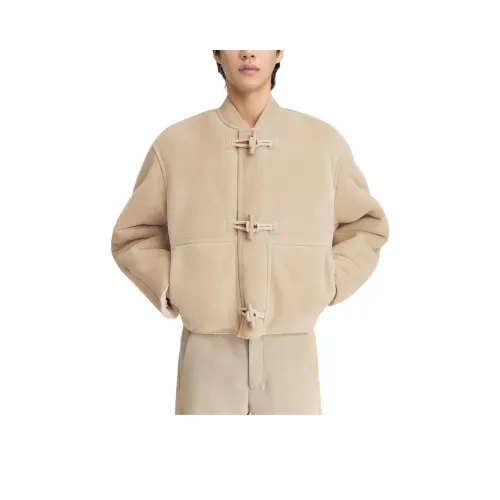 Jacquemus FW24 Укороченная овчина Куртка Куртки Пальто Мужской Светлый Бежевый Светлый Бежевый