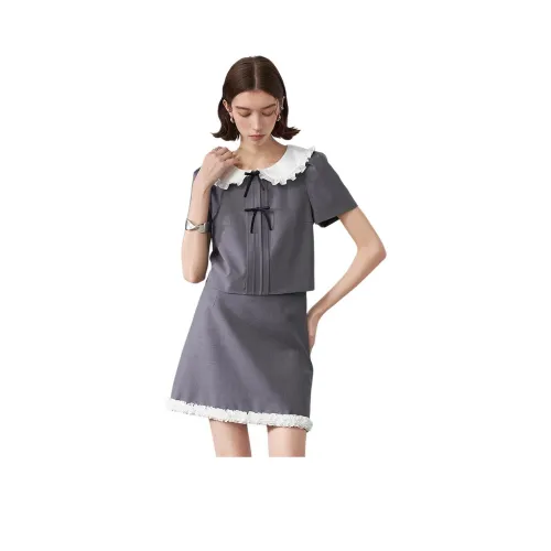 JORYAweekend Воротник Питера Пэна Топ Женский Серый