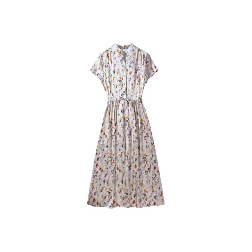 Yi Mengyuan LADY Кружево Up Шелк Short С рукавами Платье Женское