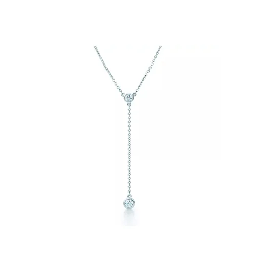 TIFFANY & CO. Diamonds By The Yard™ Ожерелье Ожерелье Из Платины С Двумя Круглыми Бриллиантами