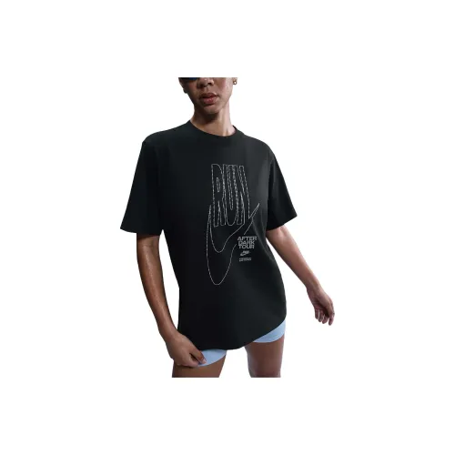 Nike SS25 Рукав с оборванным плечом T-рубашка Женская Черная