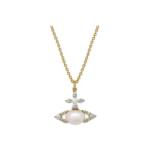 Vivienne Westwood Смола Покрытие Жемчужное Brass Necklaces Женские Золото