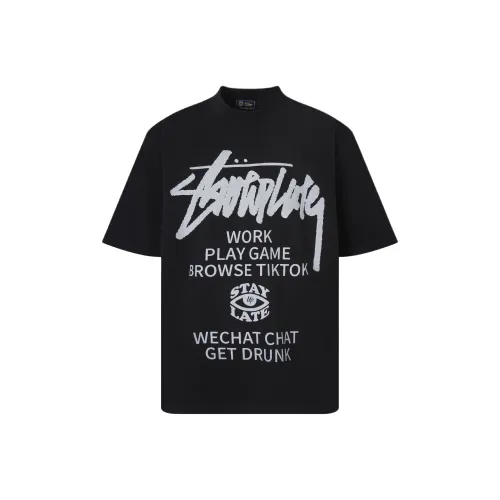 STAY UP LATE Черная унисекс футболка