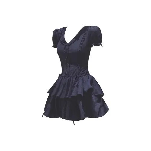 DOKZB Короткое платье с короткими рукавами женское