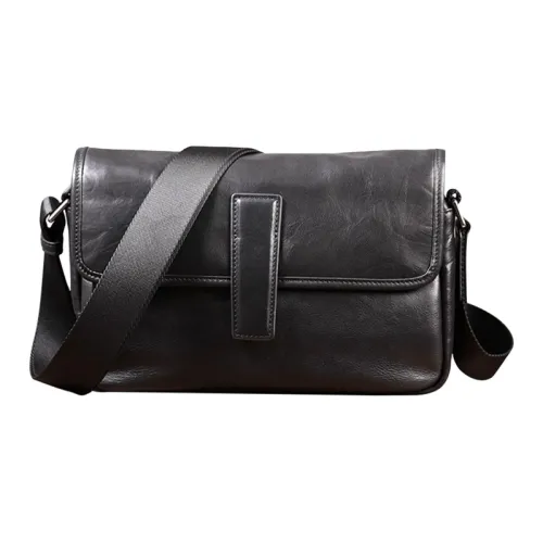 DOSRFINI Сумка через плечо из натуральной коровьей кожи курьерская сумка мужская черная