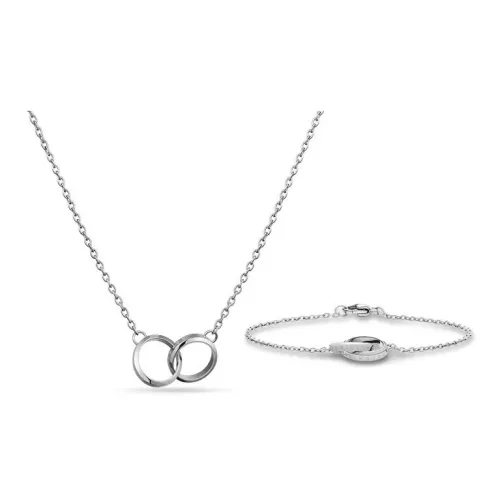 Daniel Wellington Alloy Double Clasp Necklace Bracelet Women's Elegant Star Silver