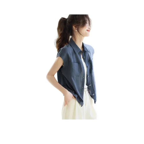 Mo Han Yi Mei Рубашка Женская Синие Серые
