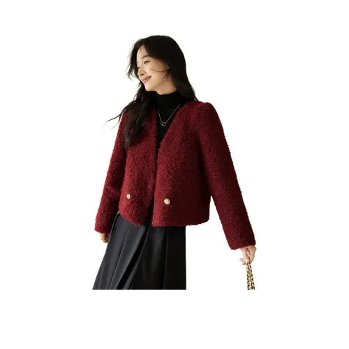 VICTORIA VERA Бархат Feel Пальто Женское Анкора Красный