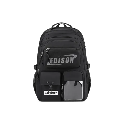 EDISON Oxford Student Bag Standard Unisex Black Light Gray Camouflage Эдисон Оксфорд Студентская Сумка Стандартная Унисекс Черный Светло-Серый Камуфляж