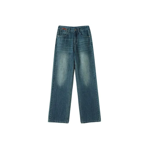 FAWENXIANGZI Джинсы Женские Винтаж Синий