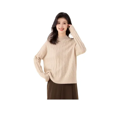 JINJU Кашемир Свитер Женские Светлый Бежевый CAMEL