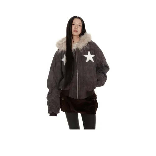 JIKOO Хлопковый пуховик женский шоколадный коричневый