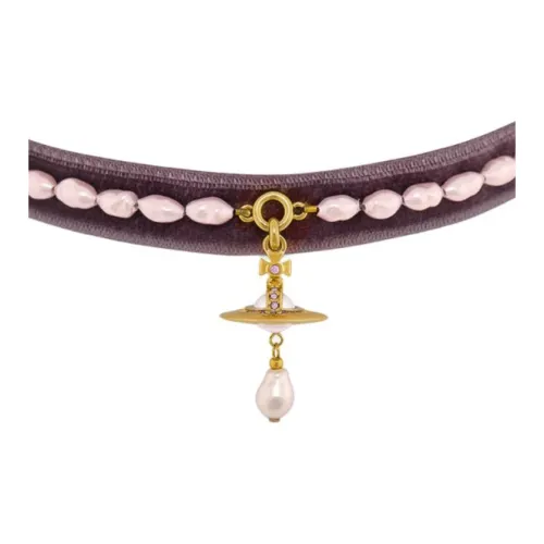 Vivienne Westwood Velvet Ожерелья Женские Золото Светло-фиолетовый Кристалл Персиковый Жемчуг Лотосовый корень Цвет