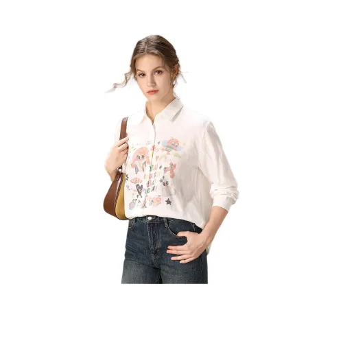 FENHONGMALI Рубашка Женская Белая